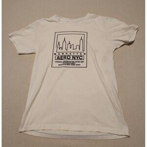 Aeropostale Mens XS Manhattan Aero NYC Skyline T-Shirt Cream Short Sleeve Q